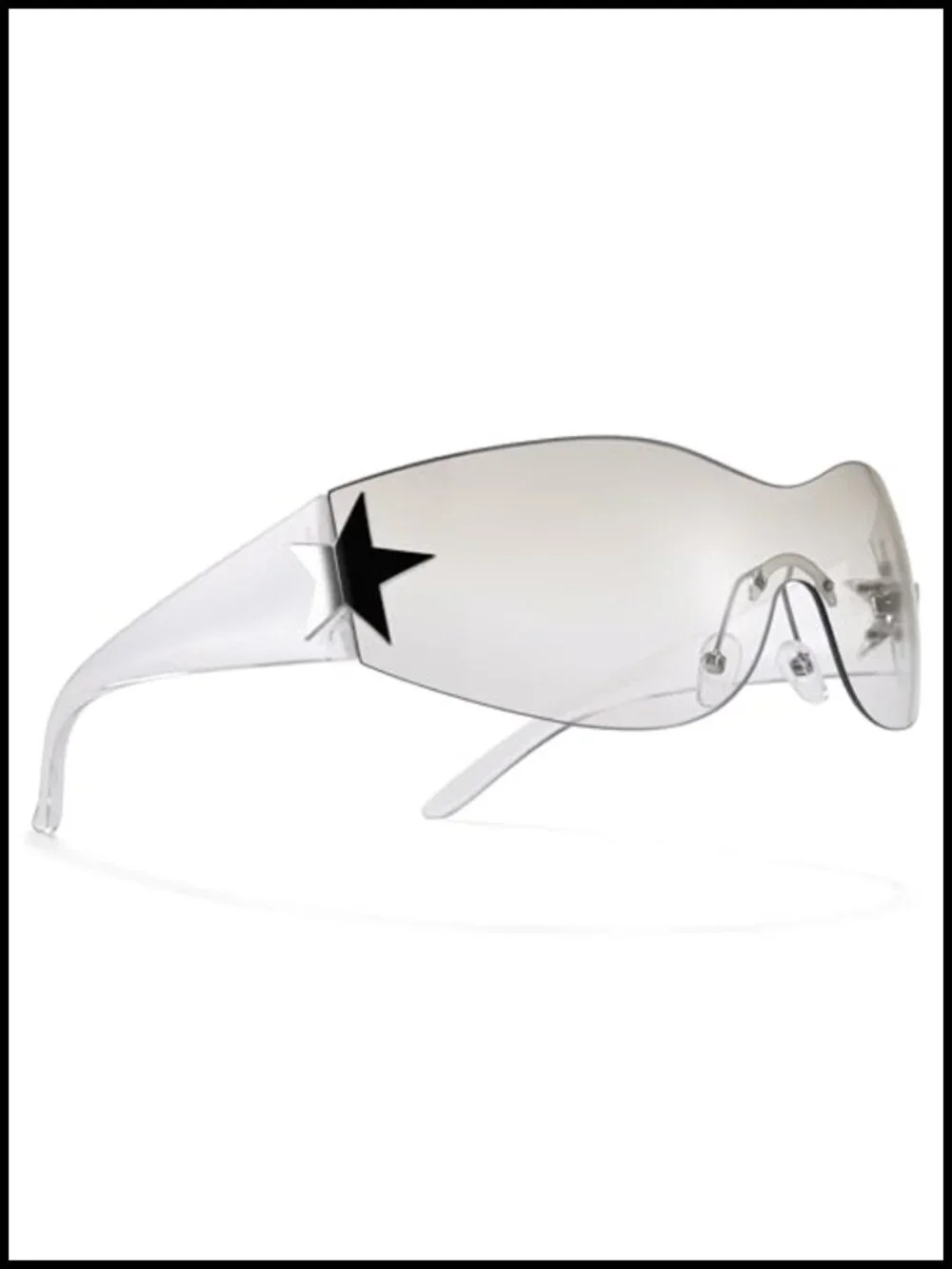 Rimless Shield Sunglasses Y2K Star Accent UV400